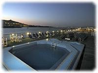 The swimming pool and Sun Deck at night on one of our Nile Cruise boats.